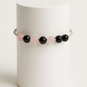 Bransoletka z koralikami - black and pink